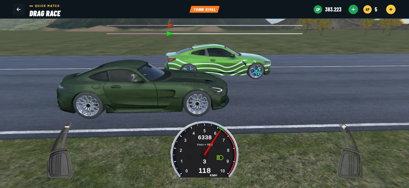 Garage Rivals drag race against a tough rival