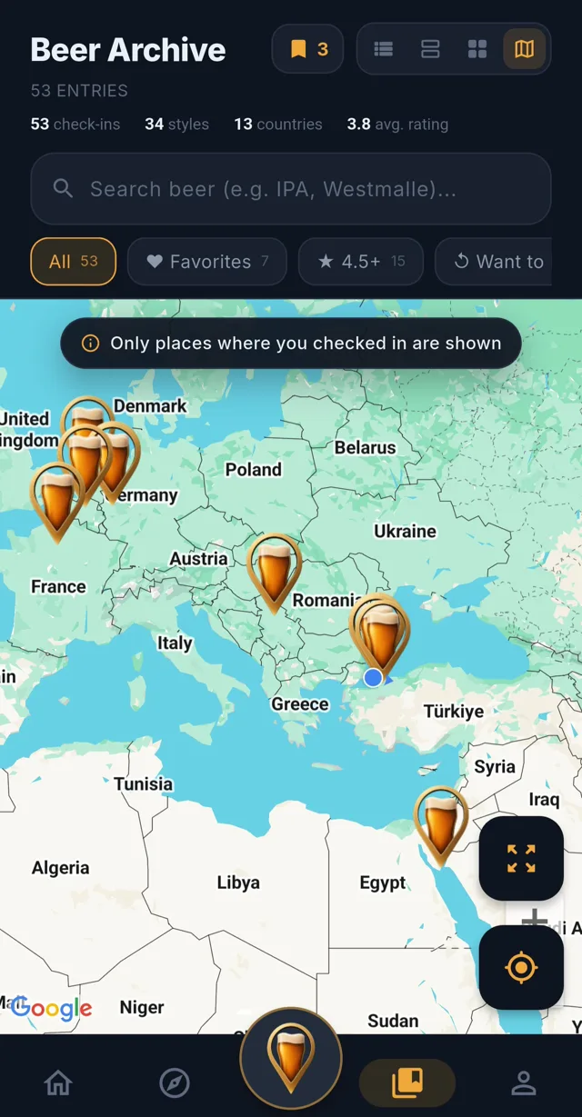 Pintmark — Beer archive — map view